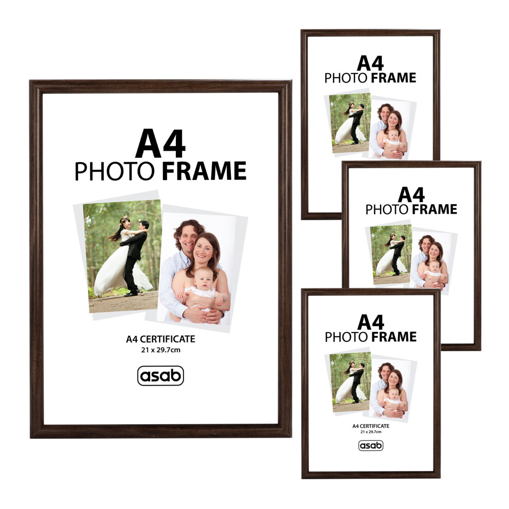 (Dark Brown, Pack of 4) A4 Photo Frame Certificate Picture Poster Frame