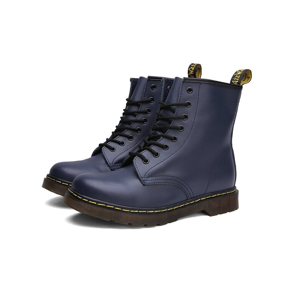 (Blue, UK 8=EUR 43) Women Retro Boots Classic Leather Ankle Boot Shoes