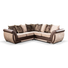 (Beige / Brown, 5 Seater Corner 2c2) Vesgas Fabric Corner Sofa, 3 Seater 2 Seaters Set