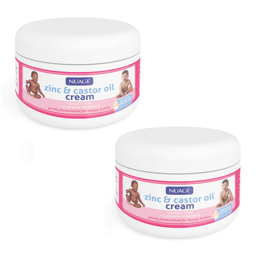 2 Tubs Nappy Rash Cream Zinc and Castor Oil Lanolin Free Vit. E 200ml