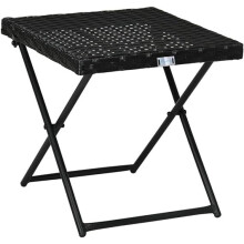 (Black) EVRE Capri Folding Rattan Table Outdoor Portable