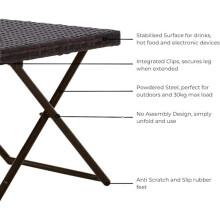 (Brown) EVRE Capri Folding Rattan Table Outdoor Portable