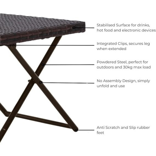 Evre (Brown) EVRE Capri Folding Rattan Table Outdoor Portable
