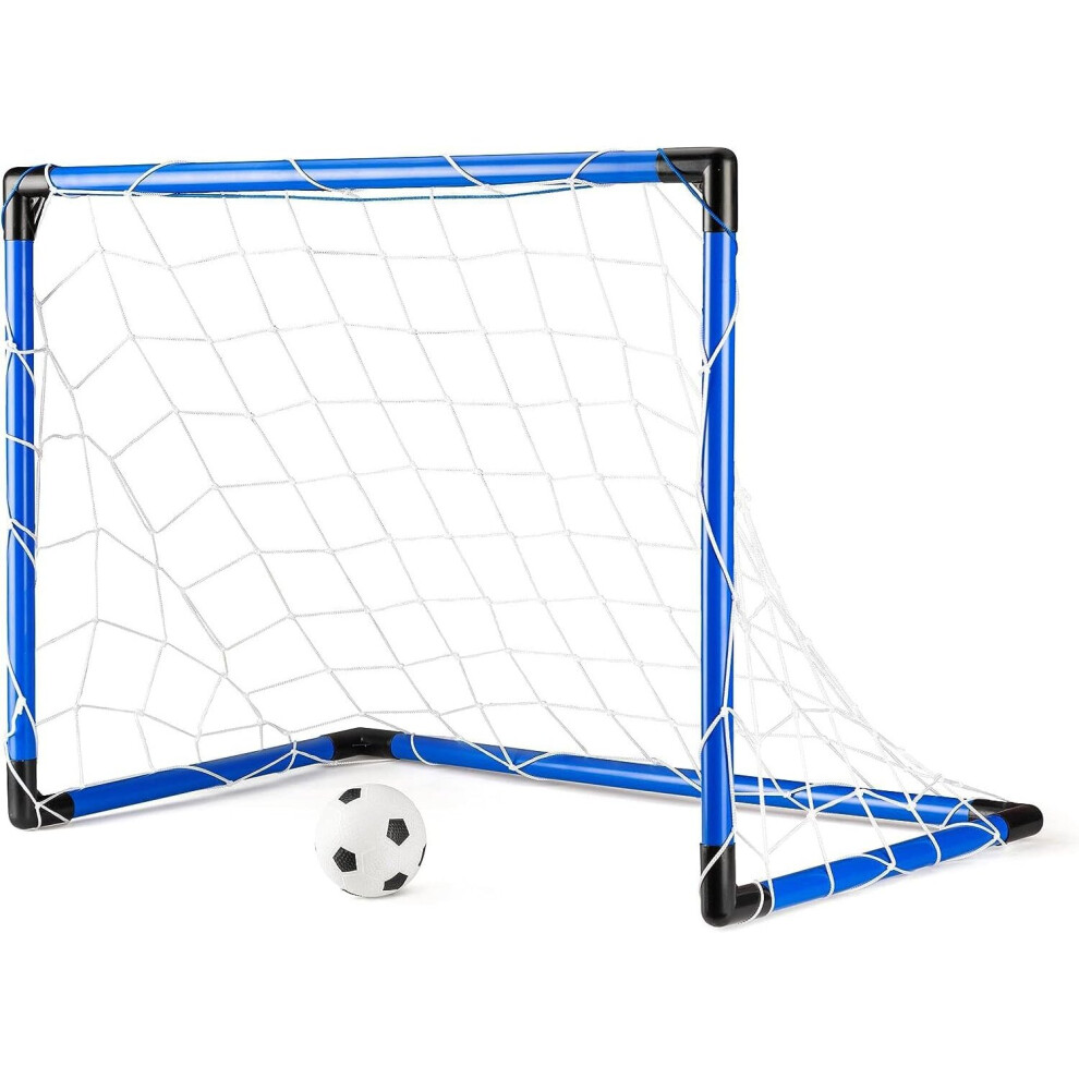 Summerlee Junior Football Goal Portable Lightweight Small Childrens Lock Together Goalpost and Net with Inflatable Ball and Pump Indoor Outdoor Fun