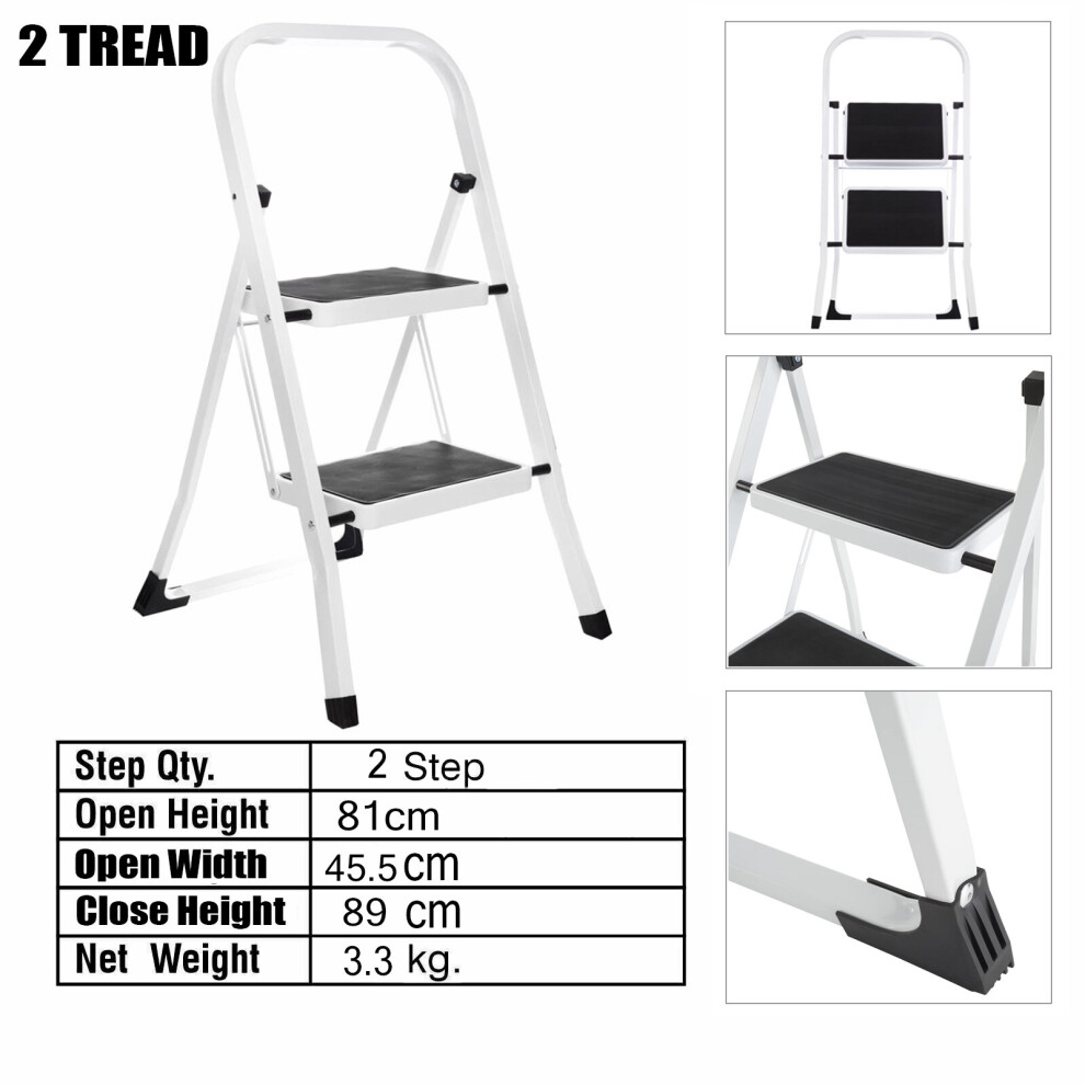 Portable Folding 2 Step Ladders | Lightweight Iron Steps Stool | EN131 Ladder