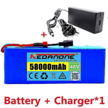 (BatteryX1 hargerX1) 48v Lithium Ion Batterie 58ah 1000w 13s3p 18650 Li-ion Battery Pack For 54.6v E-bike Electric Bicycle Scooter With Bms Charger