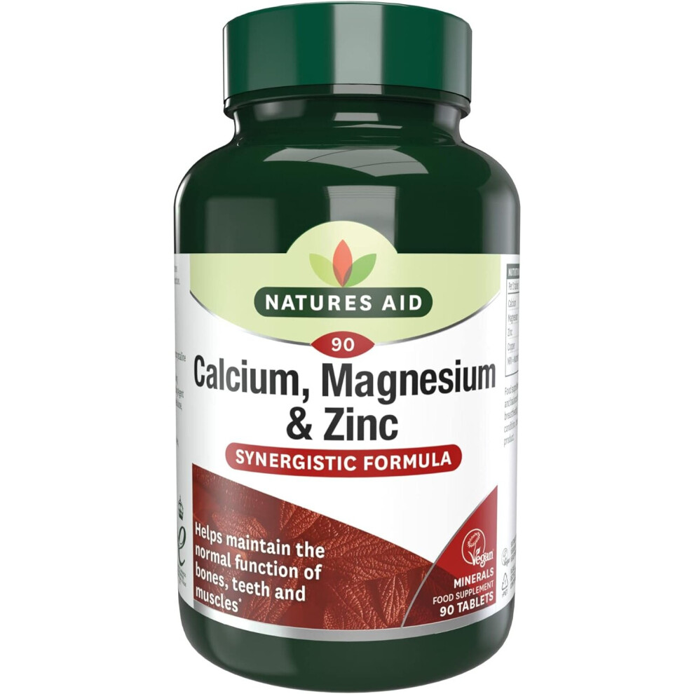 Nature Aid Calcium Magnesium & Zinc Maintain Bone Function Vegan 90Tab