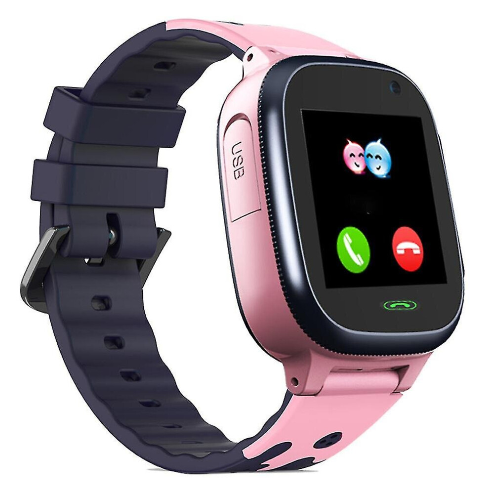 (Pink) Kids Smart Watch Phone 4g Camera Touch Multifunctional Gps Tracker Sos Telephone Watch