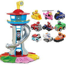 (with 9pcs dogs) Oversized  Tower Puppy Headquarters Toy With Music Light Patrulla Canina Lookout Toys Set Kid's Birthday Gift
