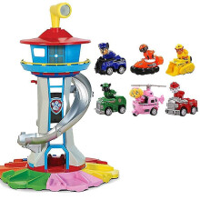 (with 6pcs dogs) Oversized  Tower Puppy Headquarters Toy With Music Light Patrulla Canina Lookout Toys Set Kid's Birthday Gift