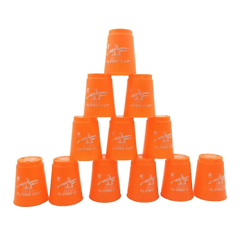 (Orange) Sport Stacking Cups, 12pcs Speed Stacking Cups Speed Training Game Challenge Competition-image-OPC-PCGGKB7-NEW