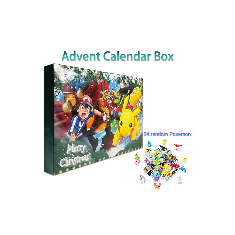 (Green) 24Pcs Pokemon 2023 Advent Calendar 24 Days Xmas Countdown Gifts