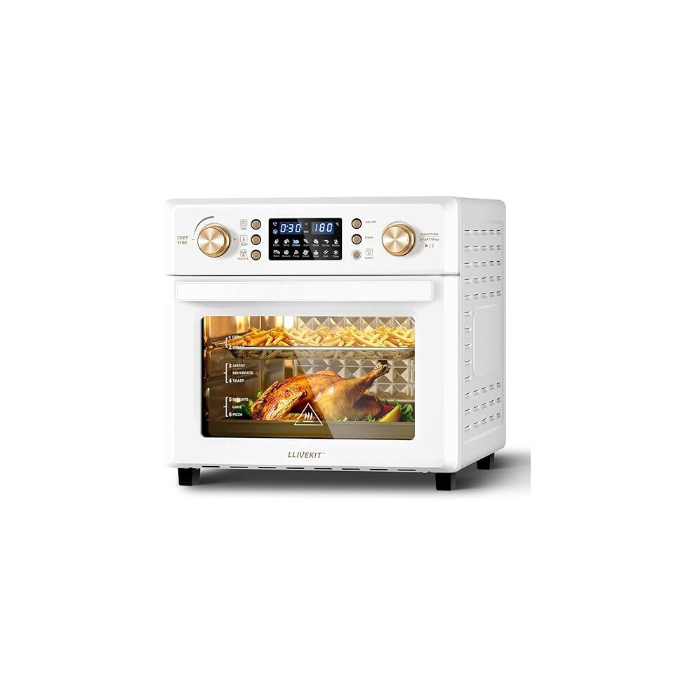 26L Air Fryer Oven, Oil Free Air Fryer with 14 Programmes, 360Â° Hot Air Circulation Technology, Energy-Saving up to 60%, 1700W, Cream White