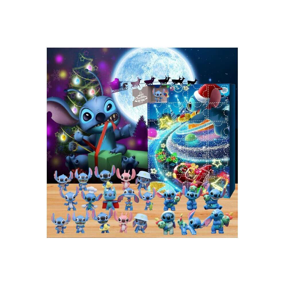 Stitchs Advent Calendar 2023 Christmas Countdown Calendar 24pcs Cartoon Stitchs Figure Doll Advent Calendar Stocking Stuffer Christmas Gifts For Kids