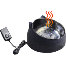 (Black) Heated Water Bowl, Stainless Steel Dog Bowl, Heated Water Bowl For Dogs, Heated Frost Protection Drinking Bowl