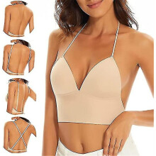 (SKIN, M) Low Back Bras For Women Seamless Wire Bralette Backless Bras
