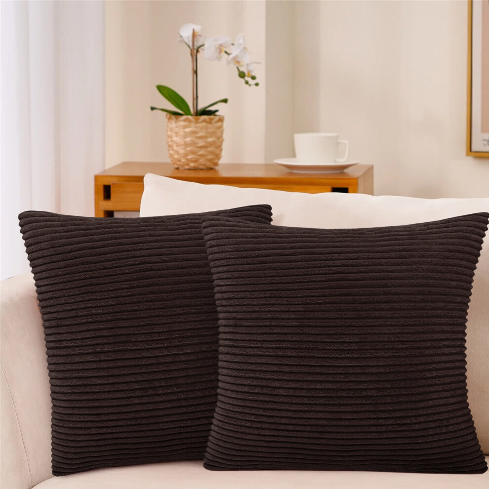 (Coffee- Stripe Velvet Cushion Covers) Crushed Velvet Cushion Covers Throw Pillowcase