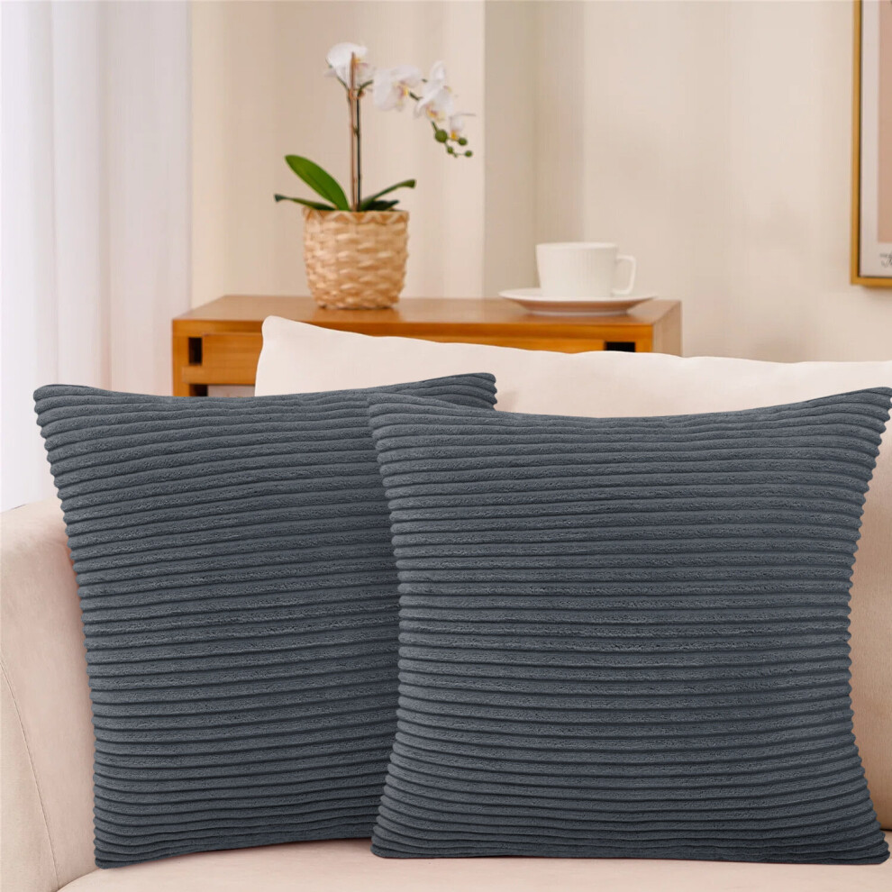 Imperial Rooms (- Stripe Velvet Cushion Covers) Crushed Velvet Cushion Covers Throw Pillowcase Grey