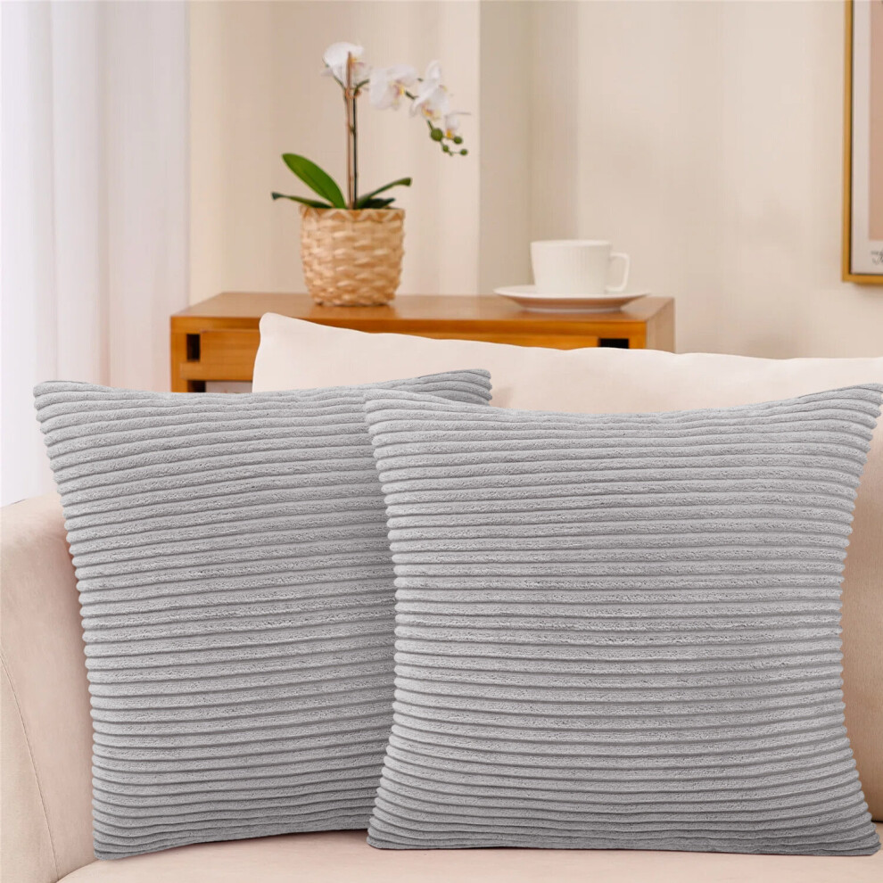 Imperial Rooms (- Stripe Velvet Cushion Covers) Crushed Velvet Cushion Covers Throw Pillowcase Silver
