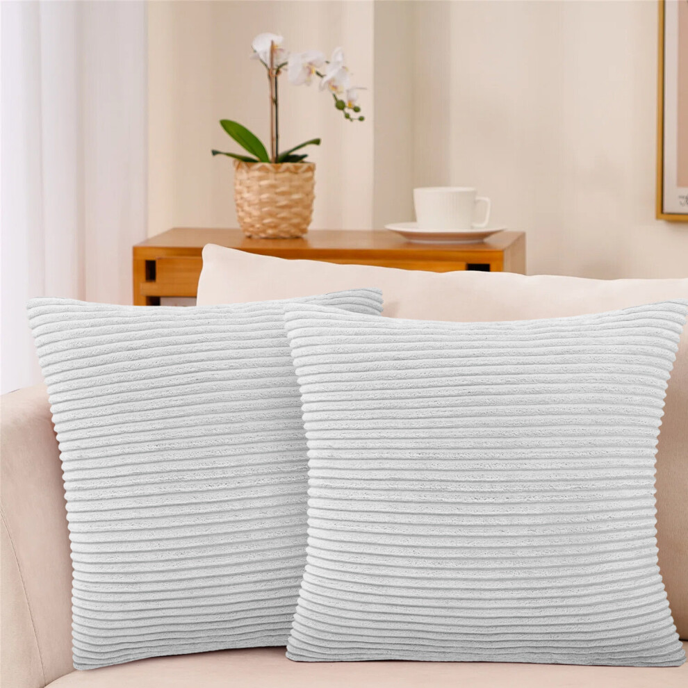 (White- Stripe Velvet Cushion Covers) Crushed Velvet Cushion Covers Throw Pillowcase