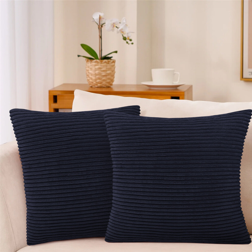 (Navy- Stripe Velvet Cushion Covers) Crushed Velvet Cushion Covers Throw Pillowcase