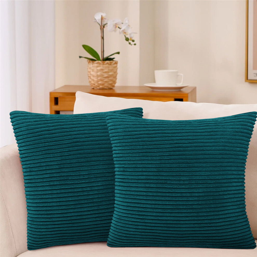 Imperial Rooms (Teal- Stripe Velvet Cushion Covers) Crushed Velvet Cushion Covers Throw Pillowcase