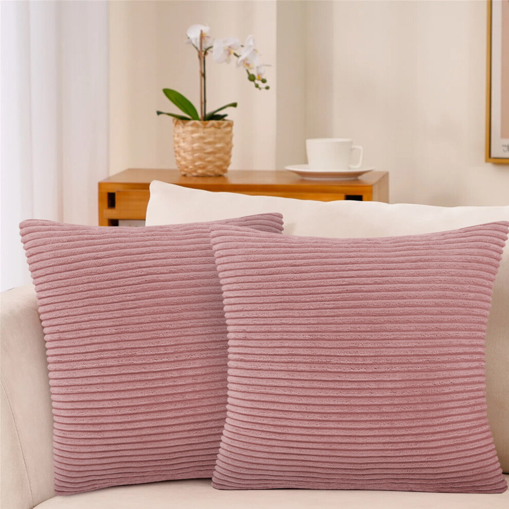 (Light Pink- Stripe Velvet Cushion Covers) Crushed Velvet Cushion Covers Throw Pillowcase