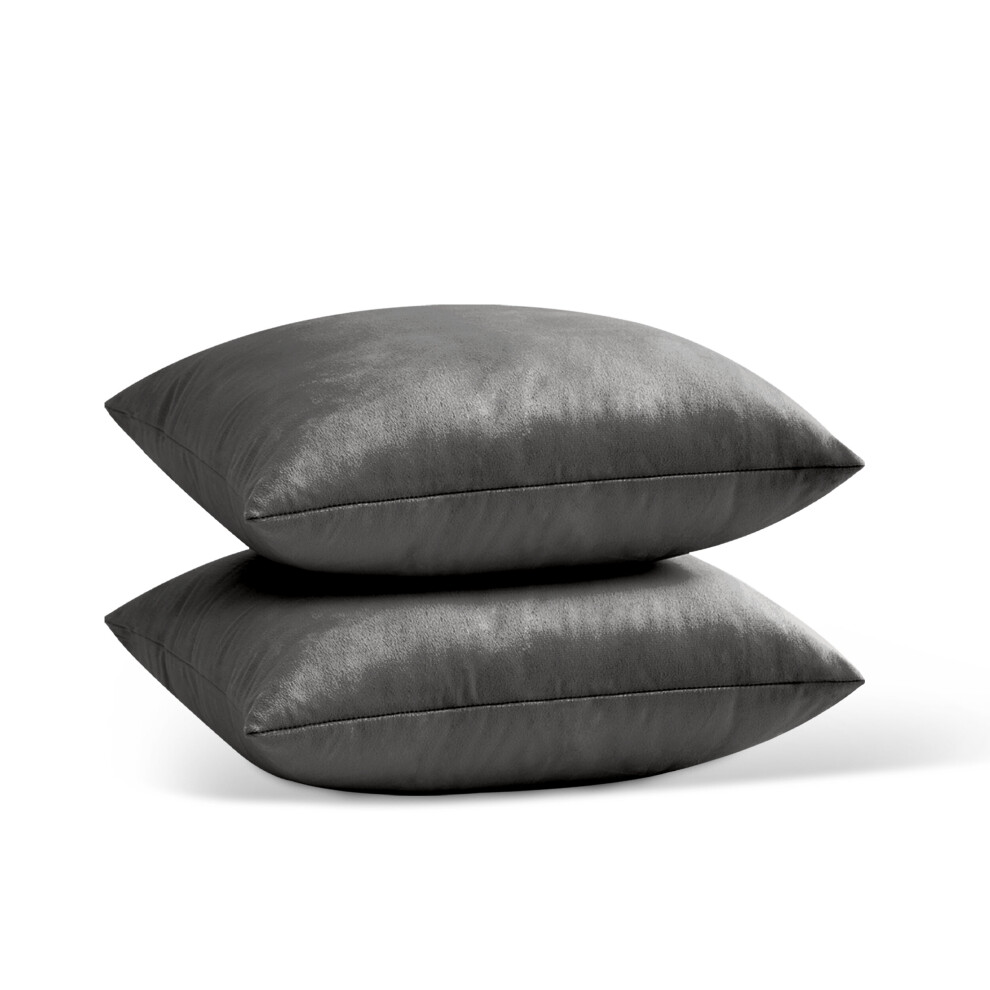 (Grey- Plain Velvet Cushion Covers) Crushed Velvet Cushion Covers Throw Pillowcase