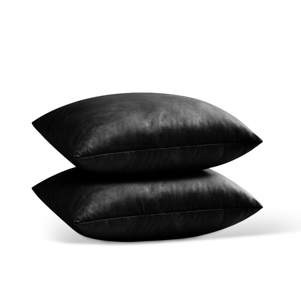 (Black- Plain Velvet Cushion Covers) Crushed Velvet Cushion Covers Throw Pillowcase