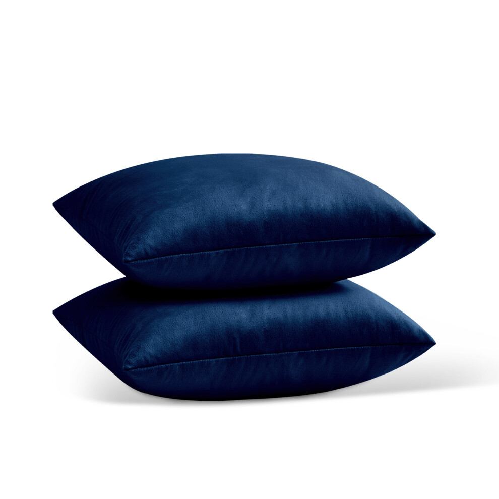 (Navy Blue- Plain Velvet Cushion Covers) Crushed Velvet Cushion Covers Throw Pillowcase