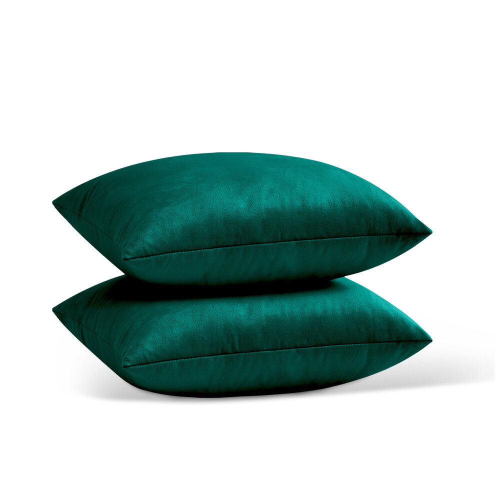 (Green Emerald- Plain Velvet Cushion Covers) Crushed Velvet Cushion Covers Throw Pillowcase