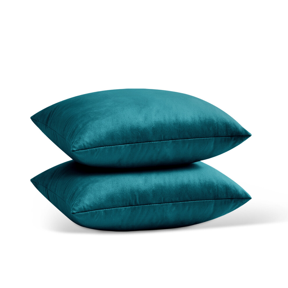 (Teal- Plain Velvet Cushion Covers) Crushed Velvet Cushion Covers Throw Pillowcase