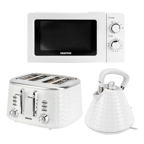 GEEPAS (White) Geepas Kettle, 4 Slice Toaster and 20L Mini Oven