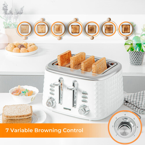 GEEPAS (White) Geepas Textured Kettle, 4 Slice Toaster & 20L Oven 2