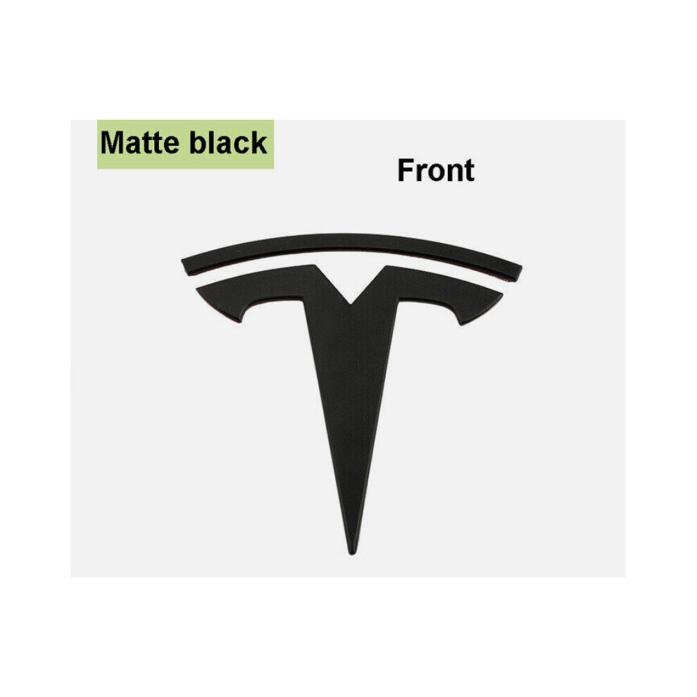 (Matte Black, Front) Tesla Model 3 Front Rear Logo Emblem Stickers