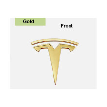 (Gold, Front) Tesla Model 3 Front Rear Logo Emblem Stickers