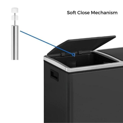Evre (Black) EVRE 60L Recycling Soft Close Bin 2 x 30L Double Compartment 2