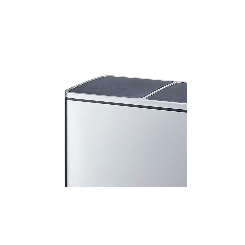 Evre (Silver) 60L Recycling Soft Close Bin 2 X 30L Double Compartment Silver