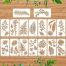 16 Pieces Leaves Stencil Reusable Sheet Painting Stencil Wall Stencil