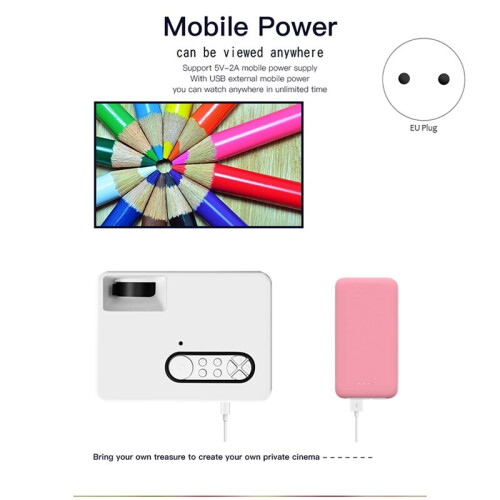 Projector 1080P Mini LED Portable WIFI Full HD Android (B) EU Plug 2