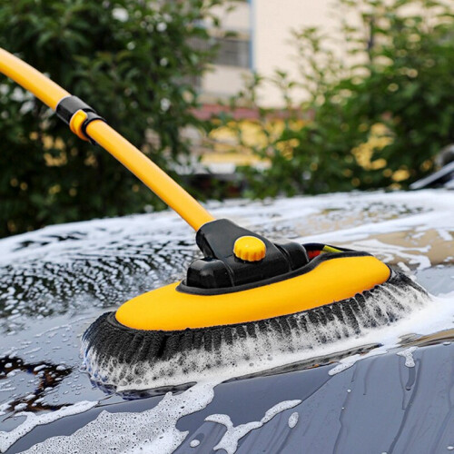 Car Wash Telescoping Long Handle Cleaning Brush Microfiber Soft Hair 1