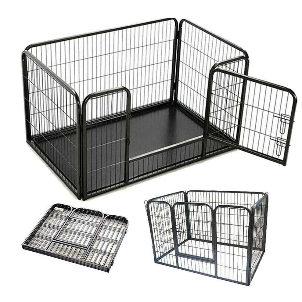 (S(93X61X63cm)) Dog Puppy Whelpin Pen, Heavy Duty Dog Playpen,Pet Playpen with Plastic Base Tray for Puppy/Rabbit/Duck/Cat Foldable Exercise Pen Indoo