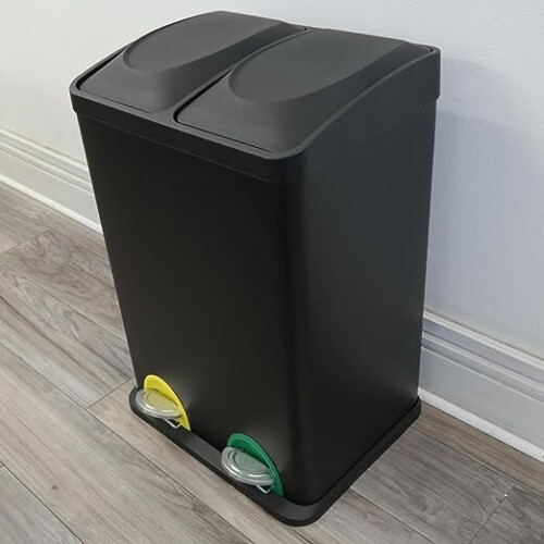 Evre EVRE 40L Recycling Pedal Bin 2 x 20L Rectangular Double Compartment 1