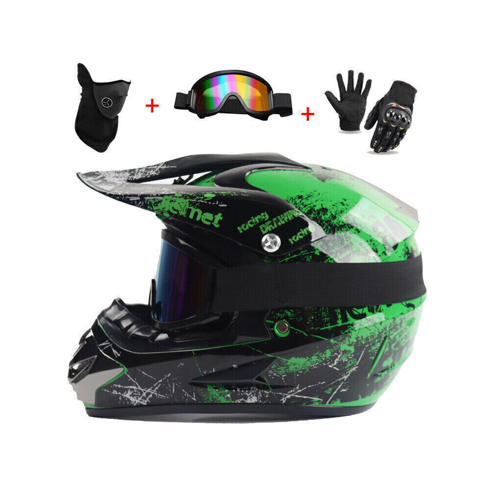 (  Green Floral, M) Racing Motorcycle Bike UK Motocross Helmet Road Dirt NEW Off Dirt Downhill