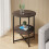 Living And Home (Walnut) Round Side Table 2-Tier Coffee End Table Nightstand Small Shelf Rack Living Room 2