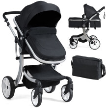 Foldable 2 in 1 Baby Stroller Convertible Pushchair w/Net & Diaper Bag