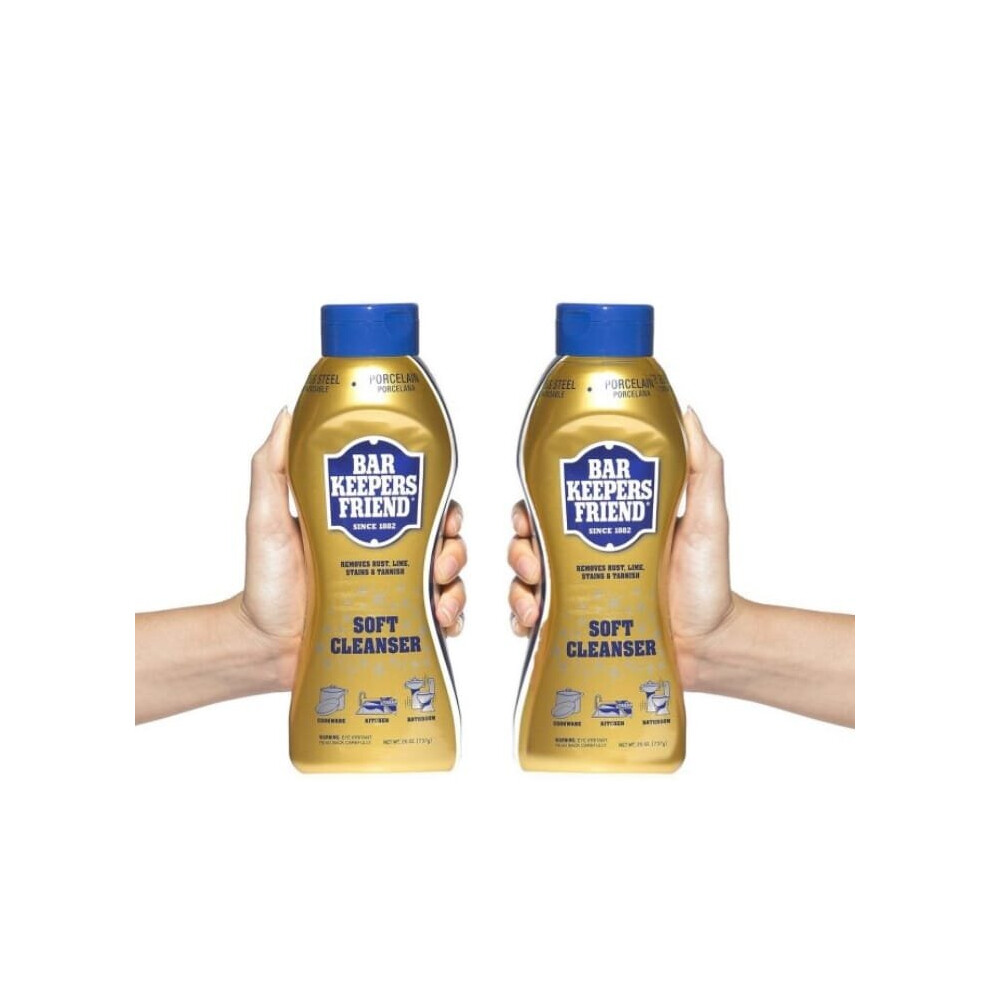 Bar Keepers Friend Soft Cleanser Multipurpose Cleaner & Rust Stain Remover for Stainless Steel, Porcelain, Ceramic Tile, Copper, Brass, (Pack of 2)