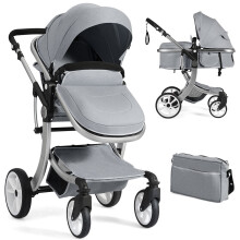 Foldable 2 in 1 Baby Stroller Convertible Pushchair w/Net & Diaper Bag