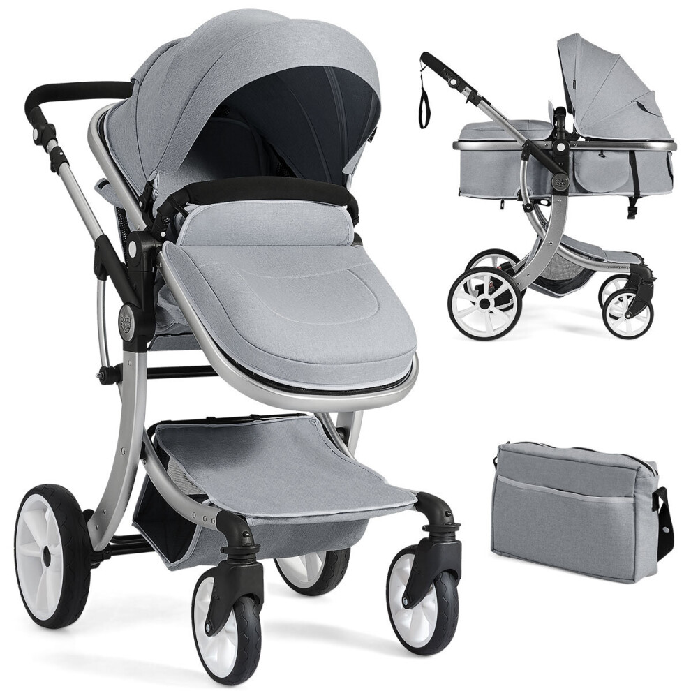 Foldable 2 in 1 Baby Stroller Convertible Pushchair w/Net & Diaper Bag
