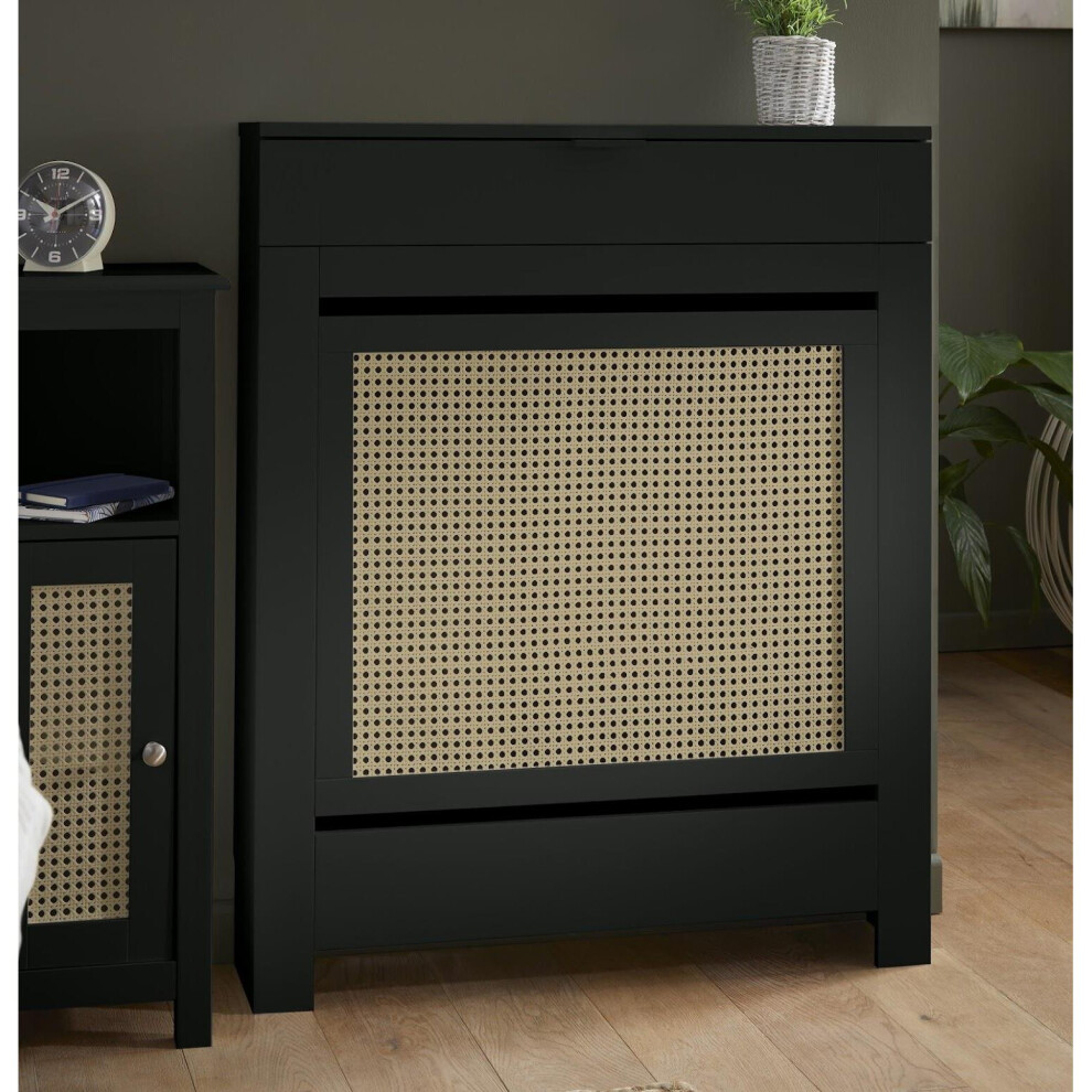 Vale Designs Storage Radiator Cover with Drawer - Rattan Black Small 780 x 815mm